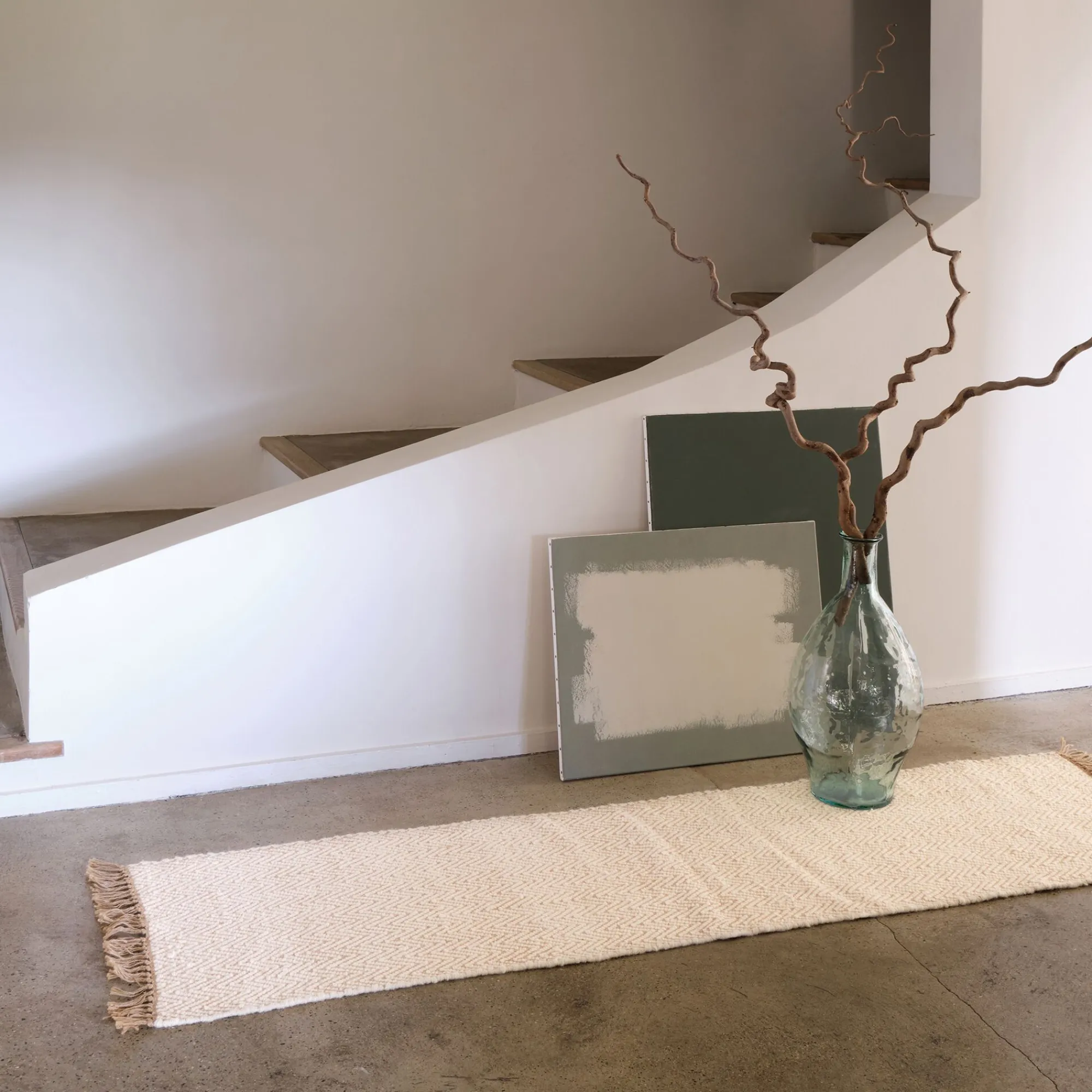alinea Tapis En Laine|Tapis En Jute*Tapis de couloir et laine et jute - 60x200cm Blanc