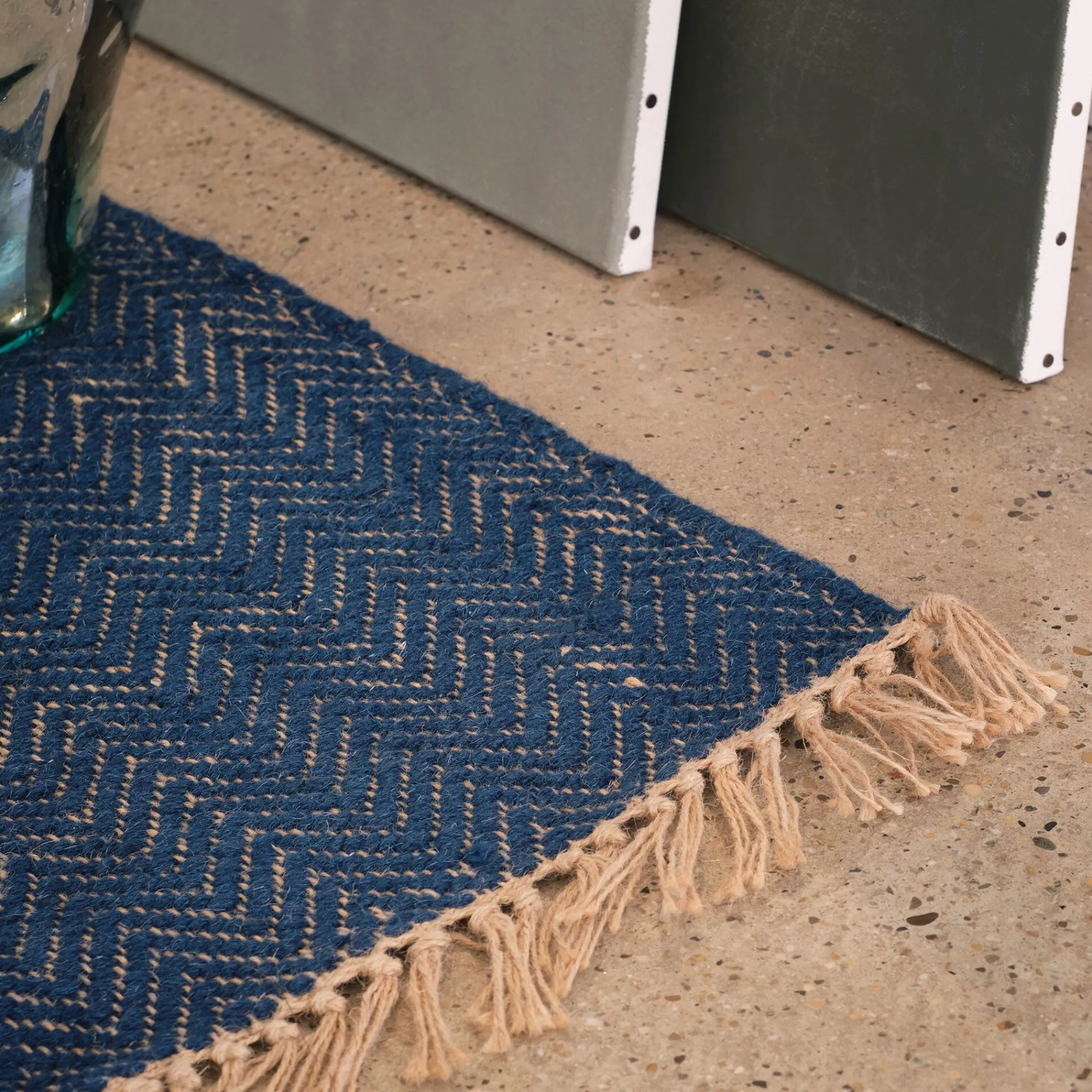 alinea Tapis En Laine|Tapis En Jute*Tapis de couloir et laine et jute - figuerolles 60x200cm Bleu
