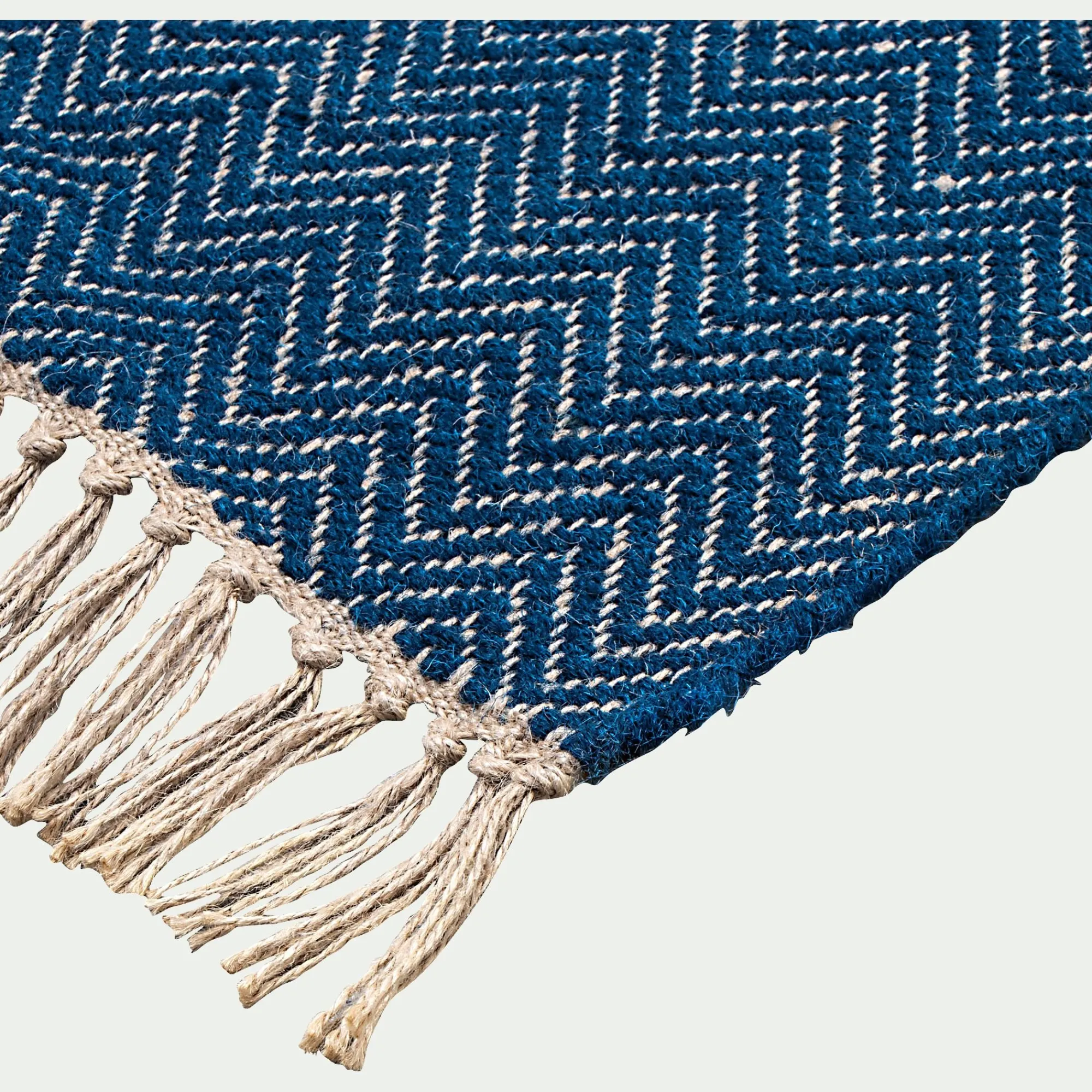 alinea Tapis En Laine|Tapis En Jute*Tapis de couloir et laine et jute - figuerolles 60x200cm Bleu