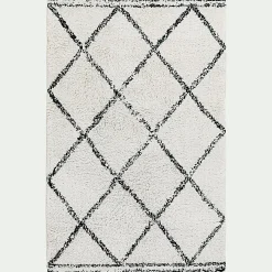 alinea Tapis De Couloir|Descente De Lit*Tapis en coton inspiration berbère en coton - écru et noir 70x110cm Blanc