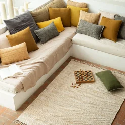 alinea Tapis En Jute|Tapis De Salon*Tapis en coton recyclé et jute - 120x170cm Blanc