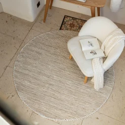 alinea Tapis En Jute|Tapis De Salon*Tapis en coton recyclé et jute - naturel et D160cm Blanc