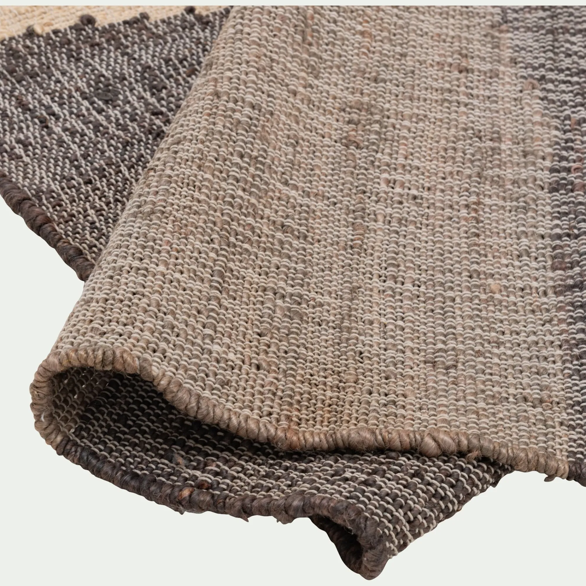 alinea Tapis En Jute|Tapis De Salon*Tapis en jute et coton à motifs 120x170cm - Noir