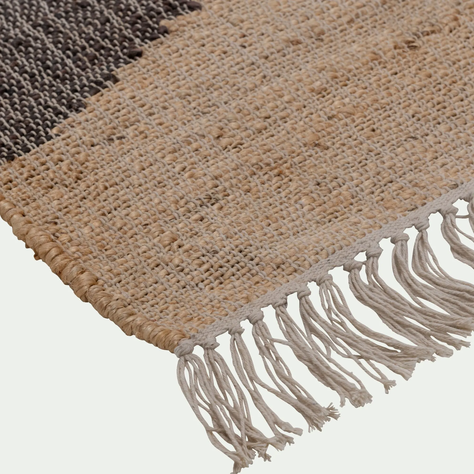 alinea Tapis En Jute|Tapis De Salon*Tapis en jute et coton à motifs 120x170cm - Noir