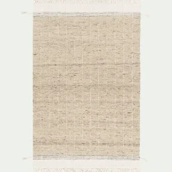 alinea Tapis En Laine|Tapis De Salon*Tapis en laine à motifs finition frange 160230cm - Beige