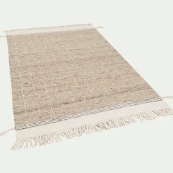 alinea Tapis En Laine|Tapis De Salon*Tapis en laine à motifs finition frange 160230cm - Beige