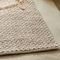 alinea Descente De Lit*Tapis en laine et coton - 60x90cm Beige