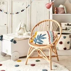alinea Matelas Enfant|Tapis Chambre Enfant*Tapis enfant tufté rond motif pompons d120cm - pompons colorés Blanc