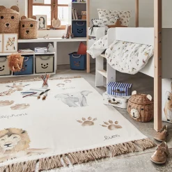 alinea Matelas Enfant|Tapis Chambre Enfant*Tapis imprimé animalier 120x180cm - Beige