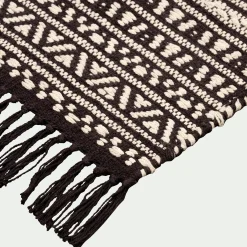alinea Descente De Lit|Tapis De Salon*Tapis inspiration aztèque en coton - et blanc 60x90cm Noir