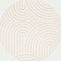 alinea Descente De Lit*Tapis rond à motifs circulaires D120cm - blanc écru Beige