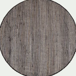 alinea Tapis En Jute|Tapis De Salon*Tapis rond en coton recyclé et jute - D160cm Noir
