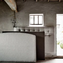 alinea Tête De Lit*Tête de lit galbée en tissu - clair L170cm Gris