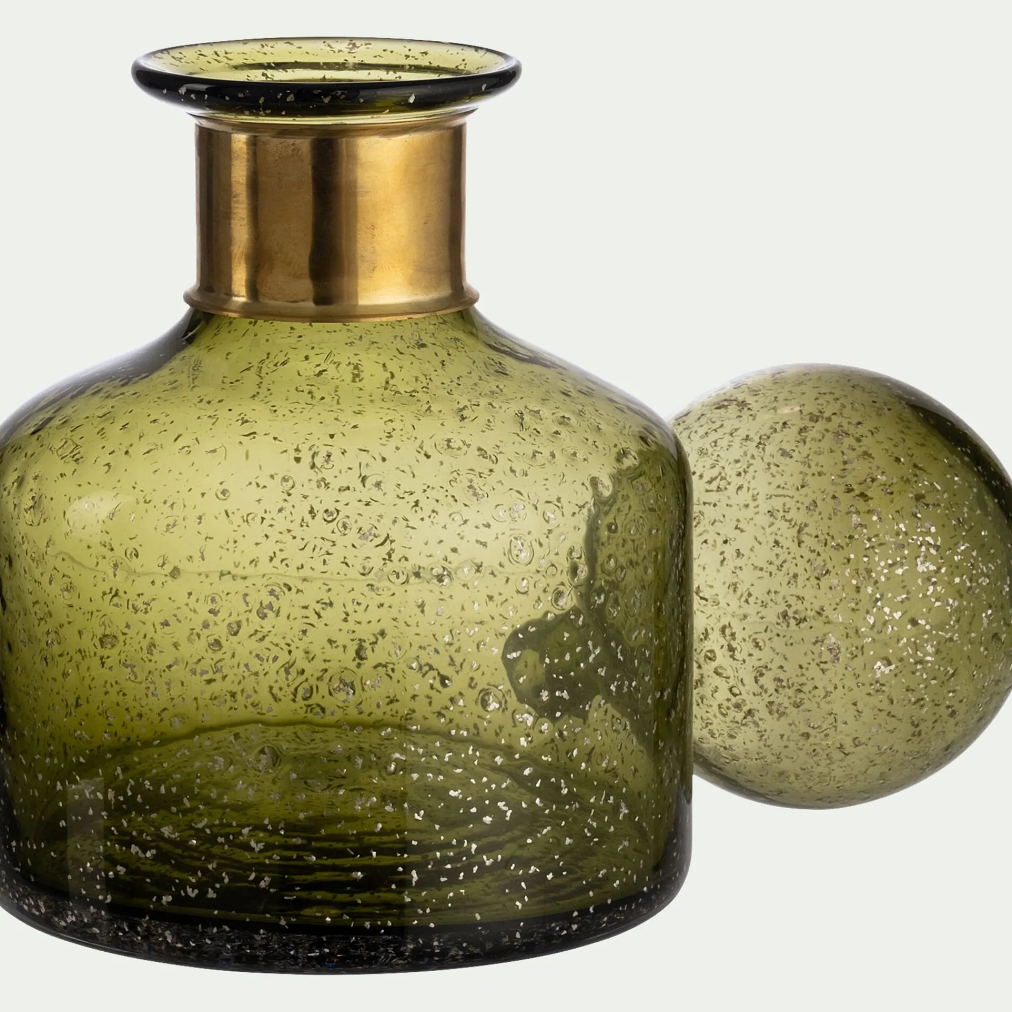 alinea Décoration À Poser|Vase*Vase bouteille en verre bullé H26cm - Vert