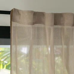 alinea Voilage*Voilage à passants cachés en lin et coton finition liseré 140x260cm - Beige